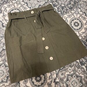 Olive Button-Front Women's Skirt
